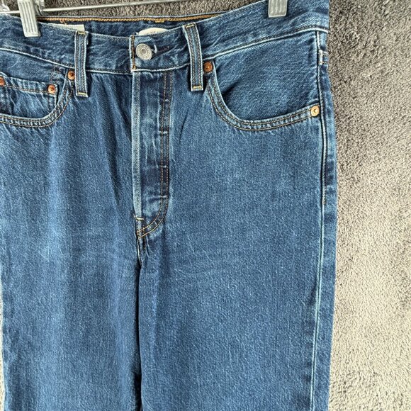 Levi's Premium Ribcage Straight Women 28 Blue Denim Jeans Big E ACTL 29x25 - Picture 3 of 16